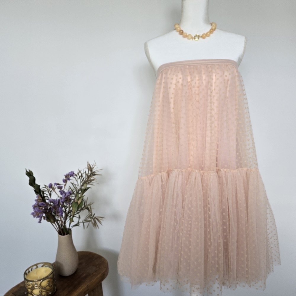 Peach Tulle Polka-dot Tube Dress